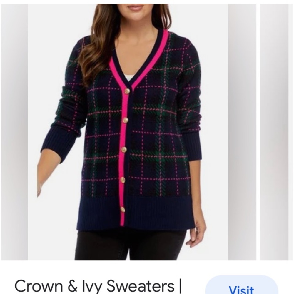 Cardigan, pink Plaid